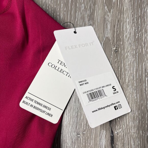 NWT 90 Degree By Reflex Lux Active Tennis Dress in Beet Red Sz S - Picture 8 of 9